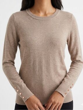 Ricki’s Brown Long Sleeve Top | Size S | Rose Gold Button Detail |